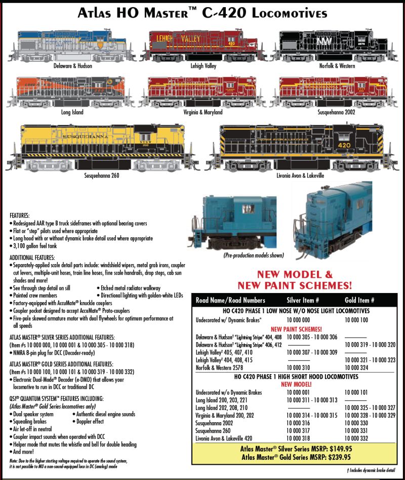 HO Scale Atlas C-420 Locomotives Spring 2008