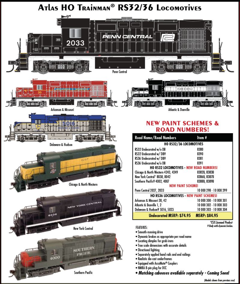 HO Scale RS 32 36 Trainman Locomotives