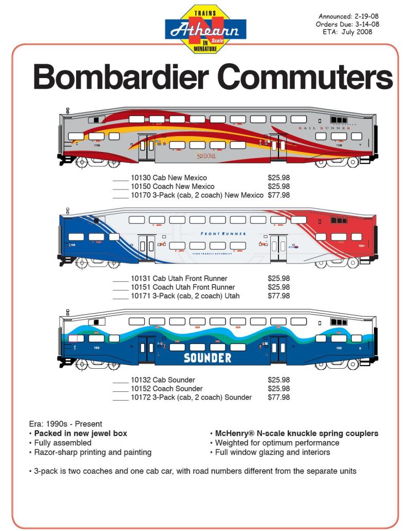 N Scale Bombardier Communter Car Flyer