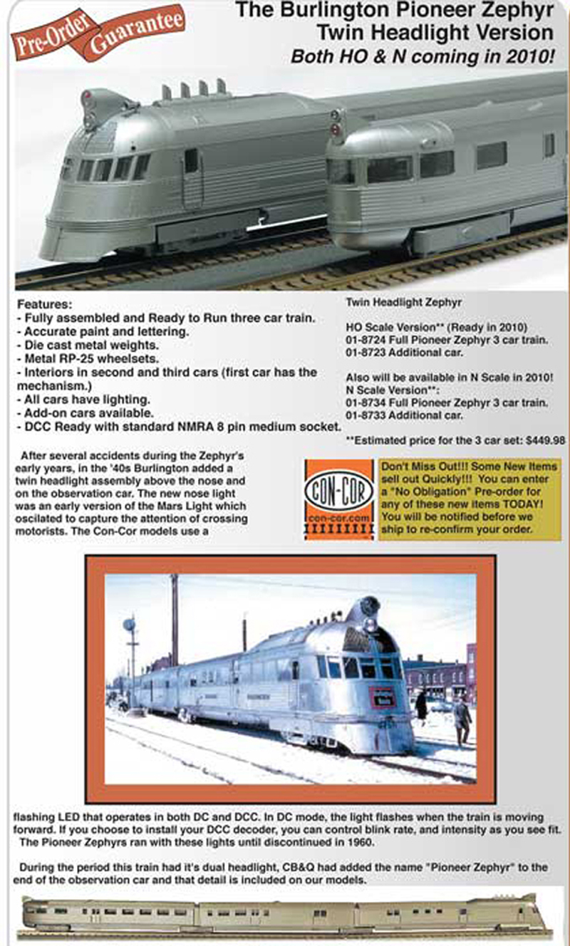 Con-Cor Pioneer Zephyr 1 Car Add-on N Scale for sale online