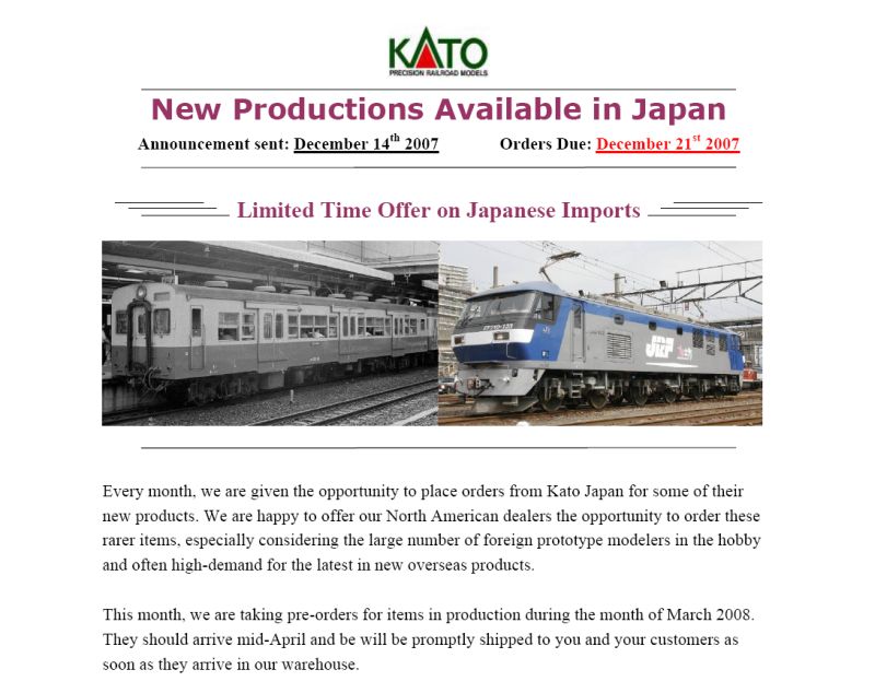Kato Japan Dec Flyer Page 1 Kato Japan Dec Flyer Page 1