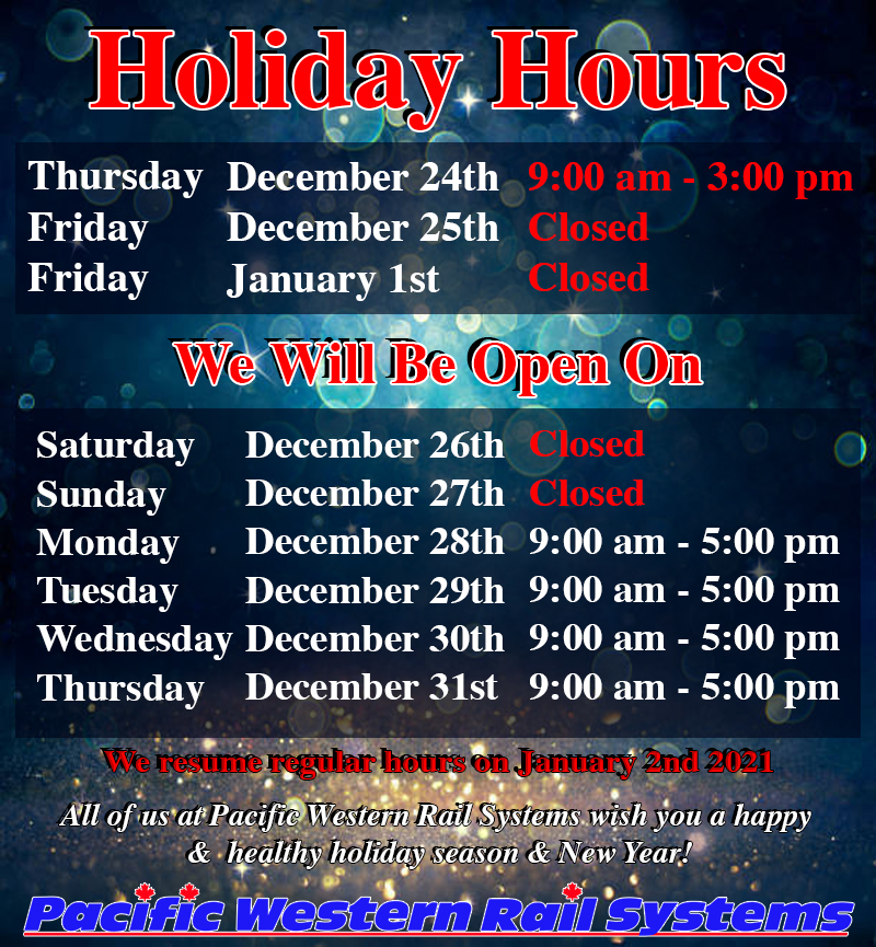 PWRS Holiday Hours 2020