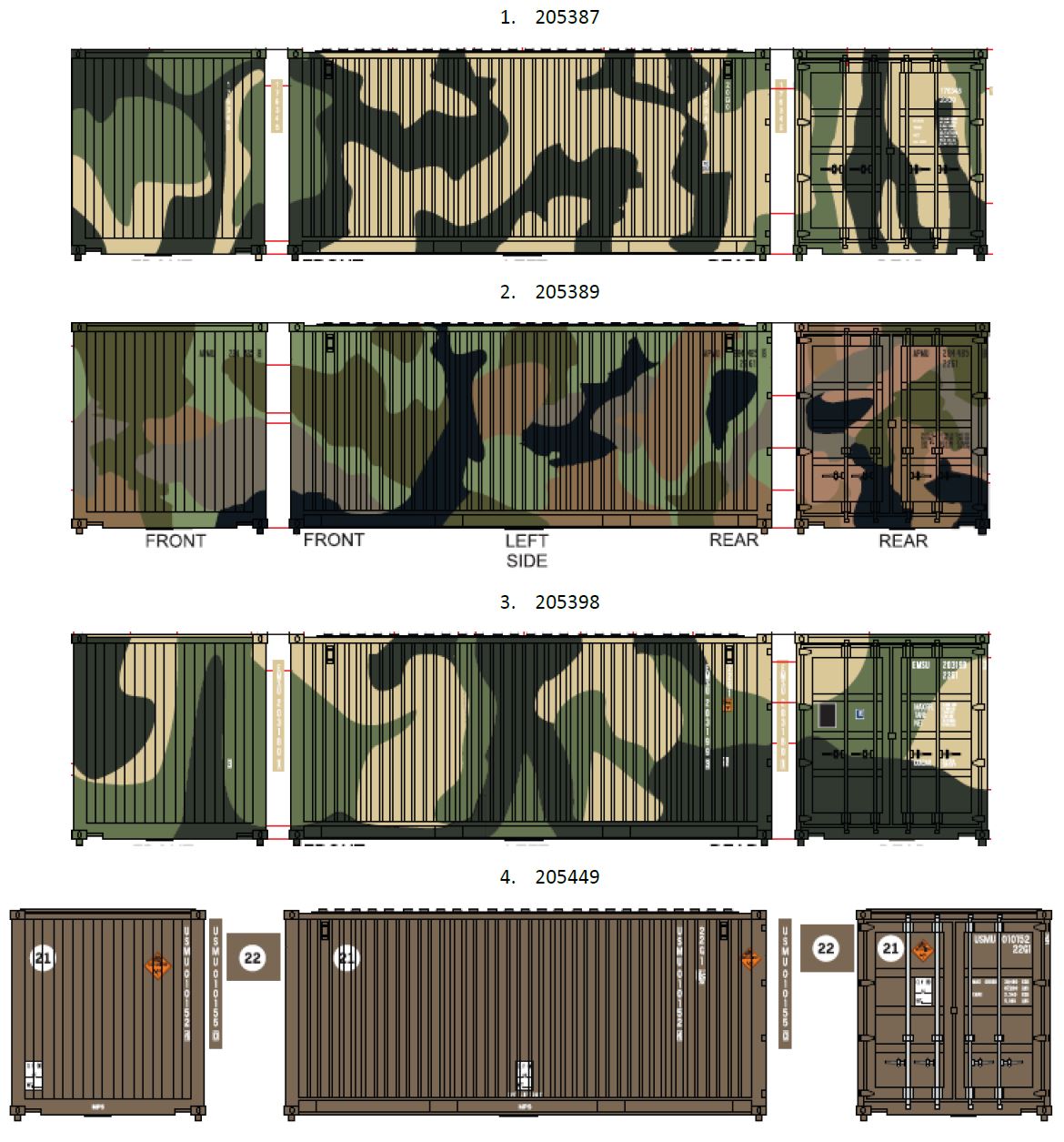 20 ft Prototypical Military Containers