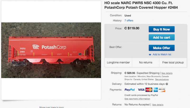 NARC PotashCorp Car On Ebay