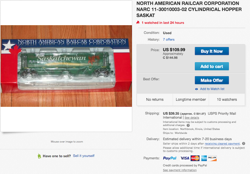 NARC Saskatchewan Car On EBAY