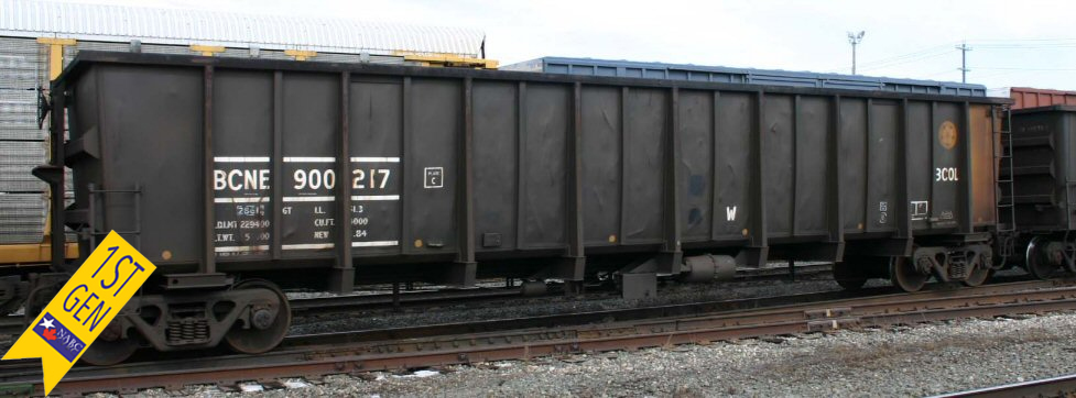 NARC - HO Scale - 4000 Cubic-Foot Coal Gondola - BC Rail (BCNE/BCOL)(Black w/Yellow End)(Built CN Transcona Shops)(Version 01) Single Car - Road Numbers 1-12 Available 