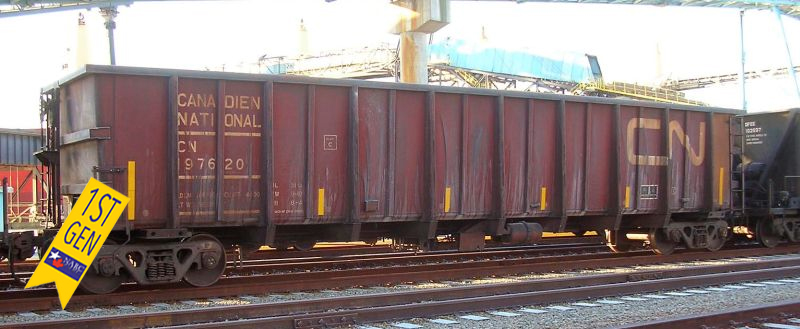 NARC - HO Scale - 4000 Cubic-Foot Coal Gondola - Canadian National (CN)(CN ex Ontario Hydro/ Large White Noodle on Right Side)(Brown)(Built by National Steel Car)(Version f02) Single Car - Road Numbers 1-12 Available