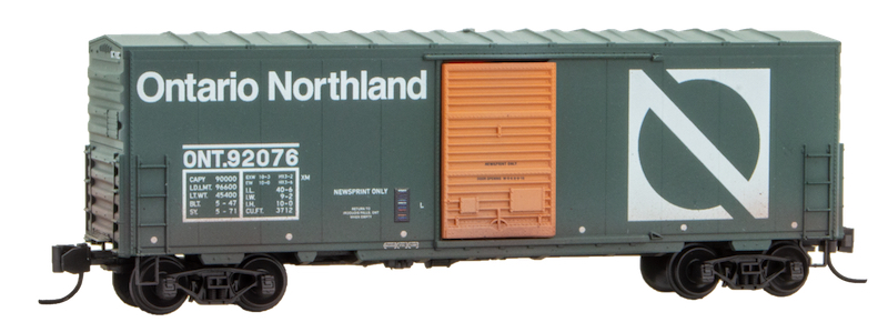 Single car from the four car set of Ontario Northland Canadian Newsprint Service 40ft Boxcars