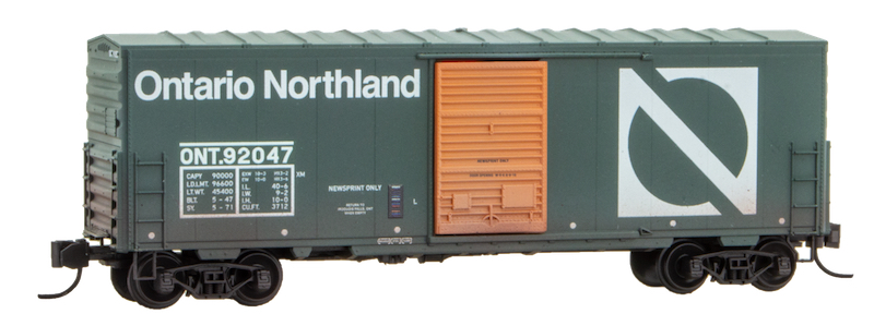 Single car from the four car set of Ontario Northland Canadian Newsprint Service 40ft Boxcars