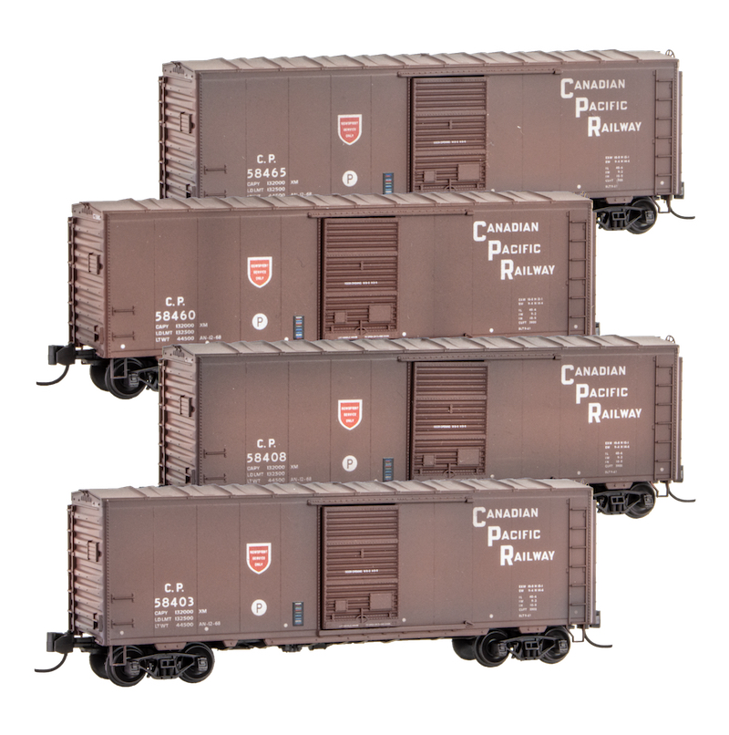 4 Pack of the Canadian Pacific Railroad 40ft Newsprint Box Cars