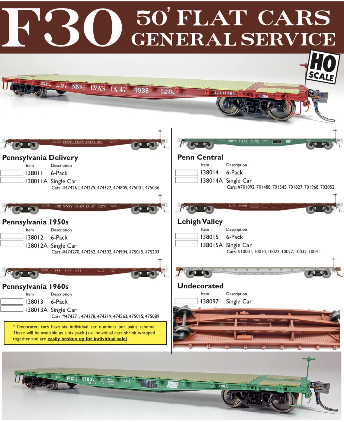 F30A 50ft Flat Cars - General Service Product Listing