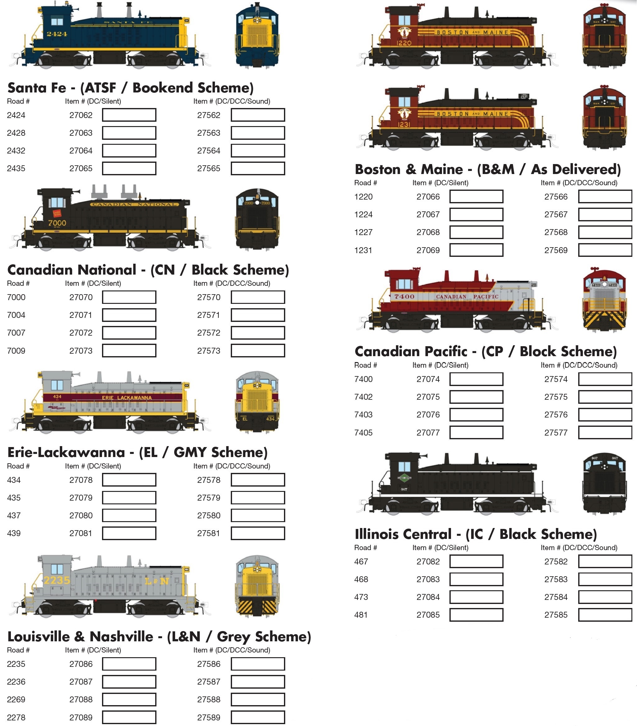EMD & GMDD SW9 Diesel Locomotives Media Page Product Listing