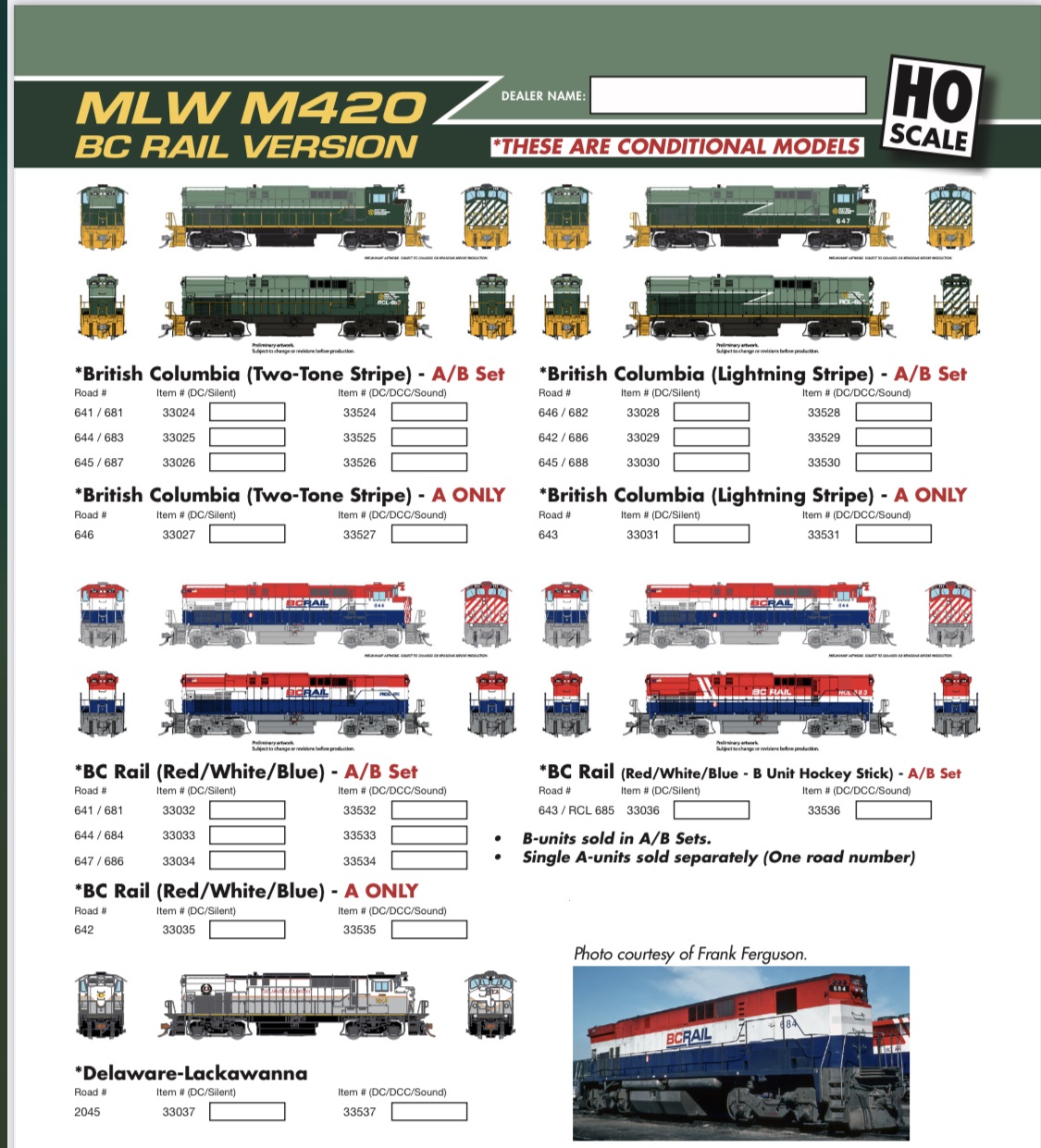 MLW M420 Diesel Locomotives Title Page