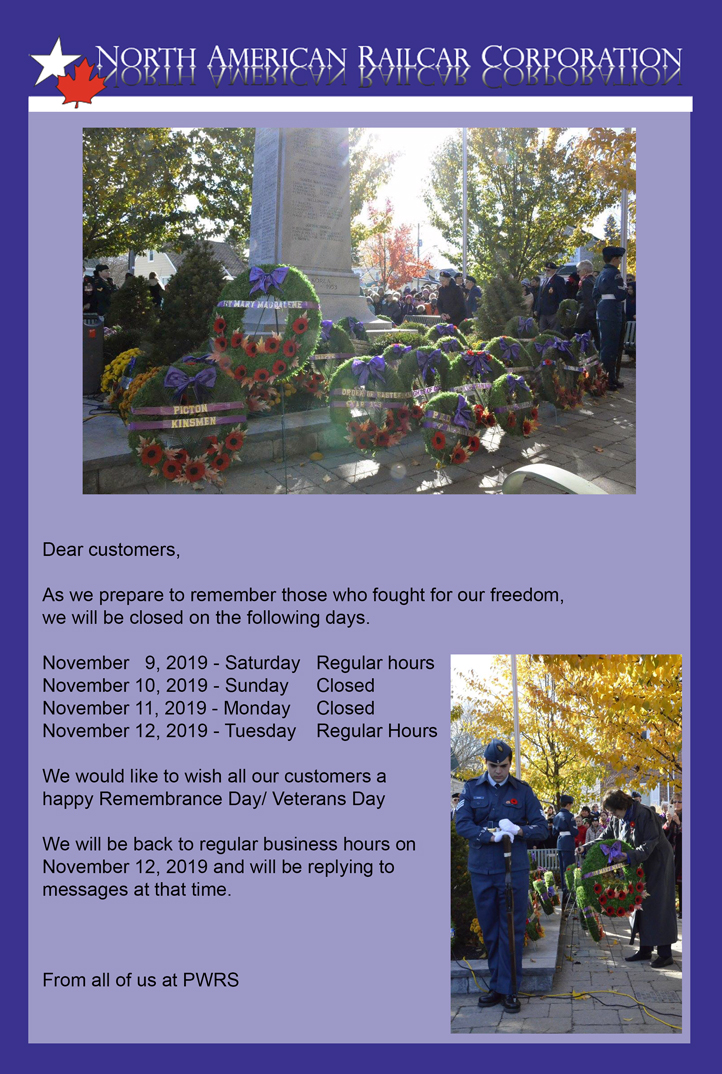 Remembrance Day & Veterans Day Holiday Closure Notice