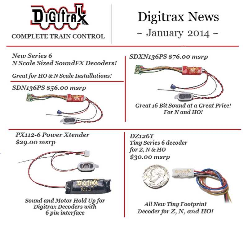 Digitrax DZ126T 1 Amp Tiny Series 6 decoder for Z N & HO