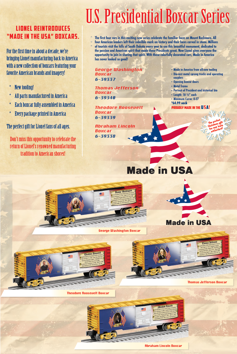Lionel US presidential boxcar series media