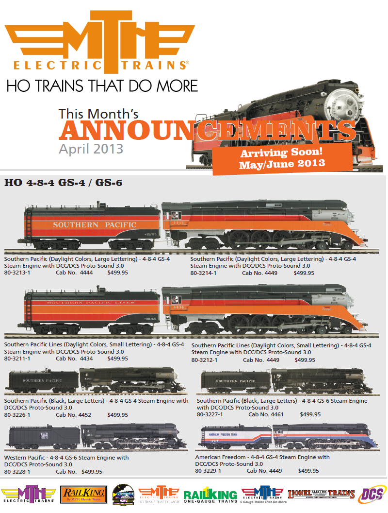 ORDER DEADLINE ALERT - MTH HO Scale Southern Pacific GS-4 and GS-6