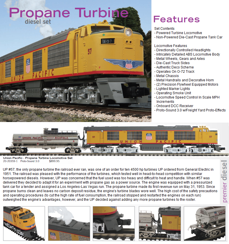 ORDER DEADLINE ALERT - MTH Premier O Scale Union Pacific #57 - Propane