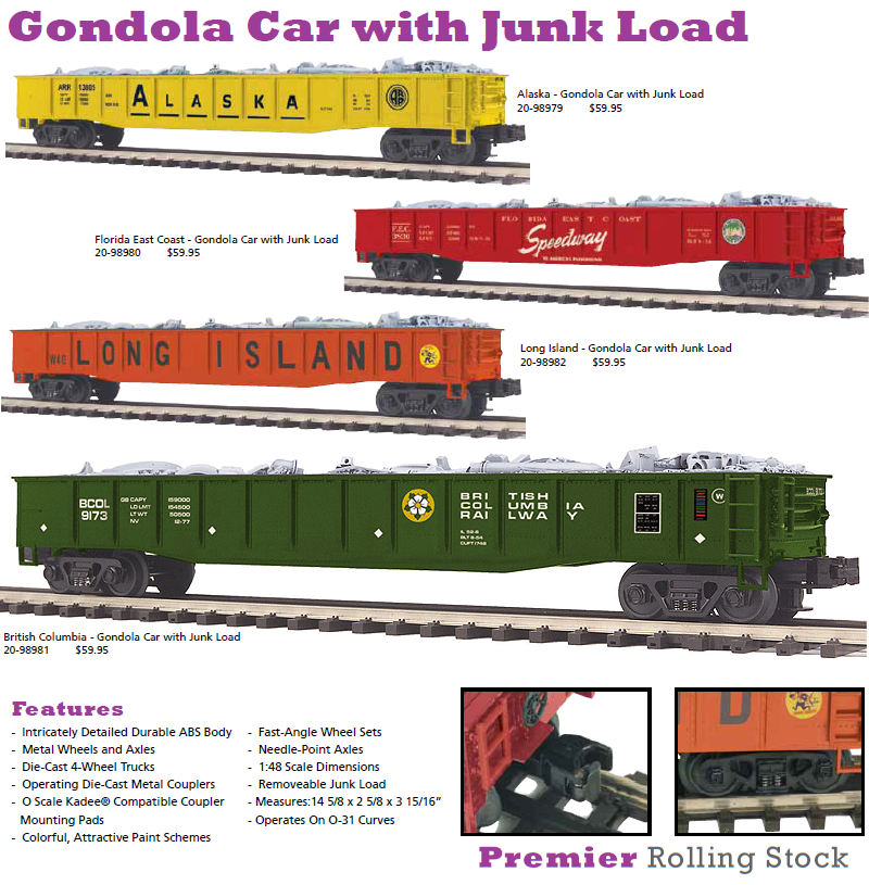 O SCALE TRAIN NORFOLK ✅MTH PREMIER SOUTHERN GONDOLA CAR & JUNK SCRAP LOAD 