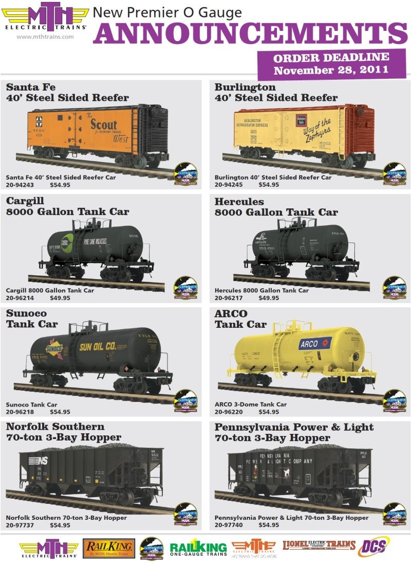 MTH Premier November Announcements -- 40' Steel Reefer, 8000 gal Tank 