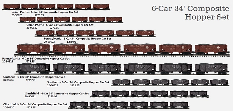 Premier 34ft 2-Bay Composite Hopper w_Coal Load 6-Pk