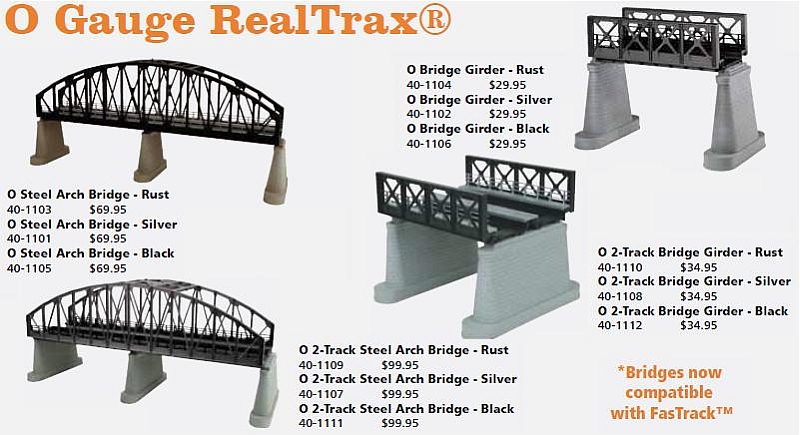MTH REALTRAX 1 LIGHTED SILVER STEEL ARCH TRACK BRIDGE O GAUGE train 40-1117 NEW 