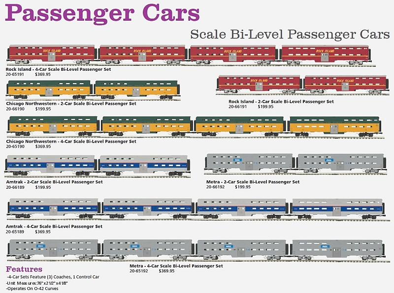 MTH (Premier) Announces Streamlined 4-Car Bi-Level Passenger Car Sets