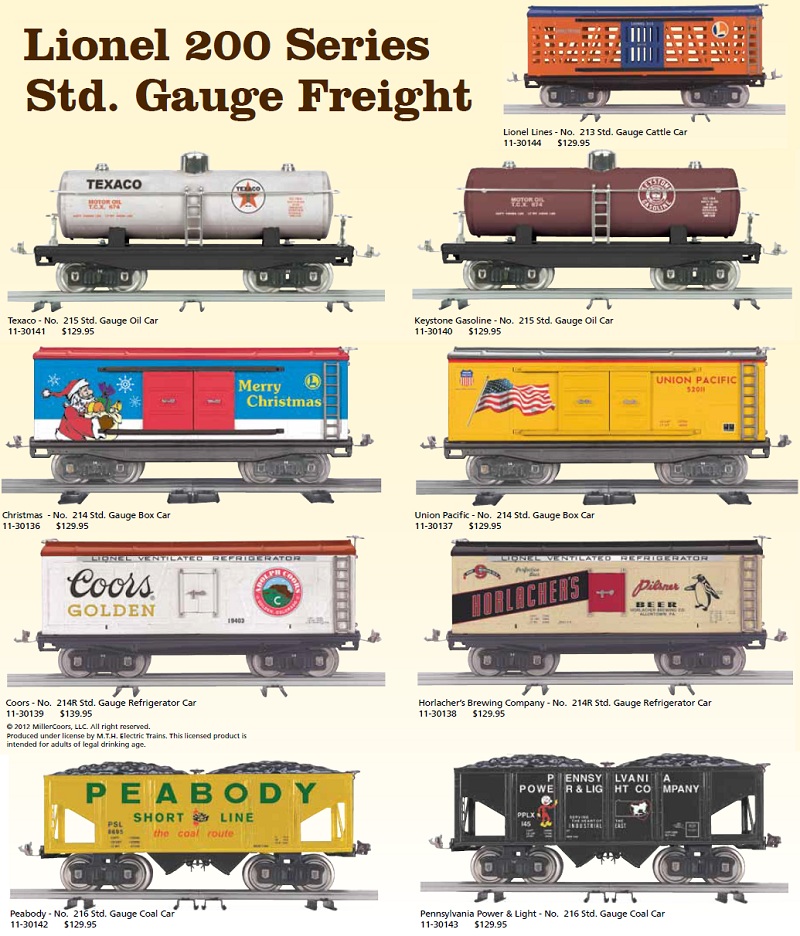 MTH Lionel 200 series std guage freight media