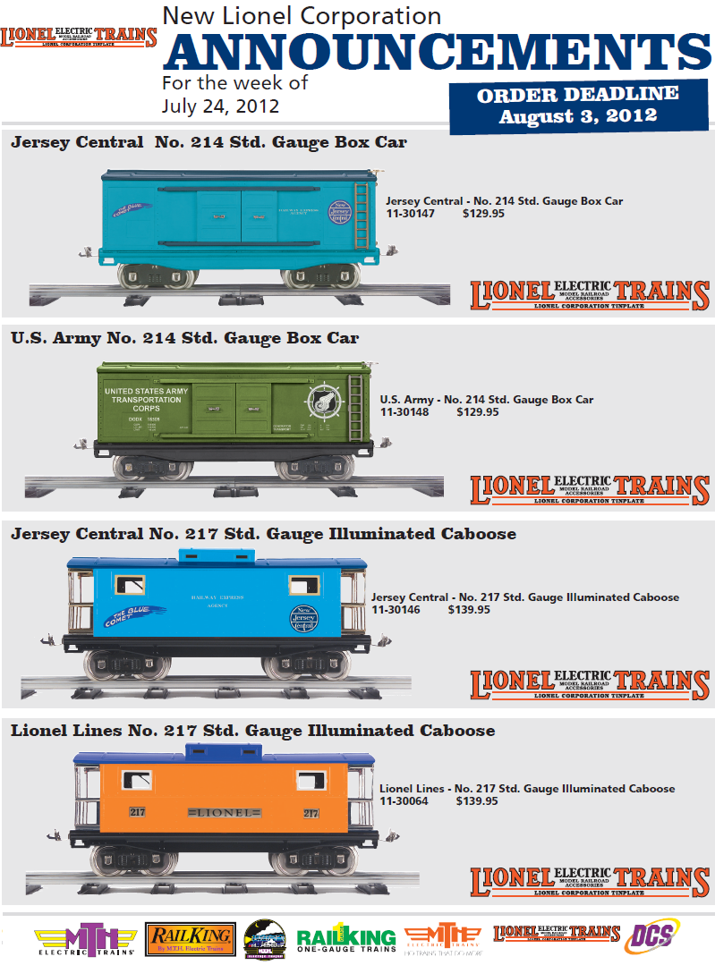 MTH Lionel July 2012 uncataloged freight